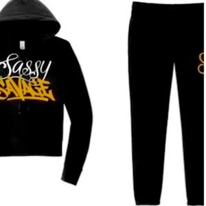 Black and Gold Hoodie and Pants Set